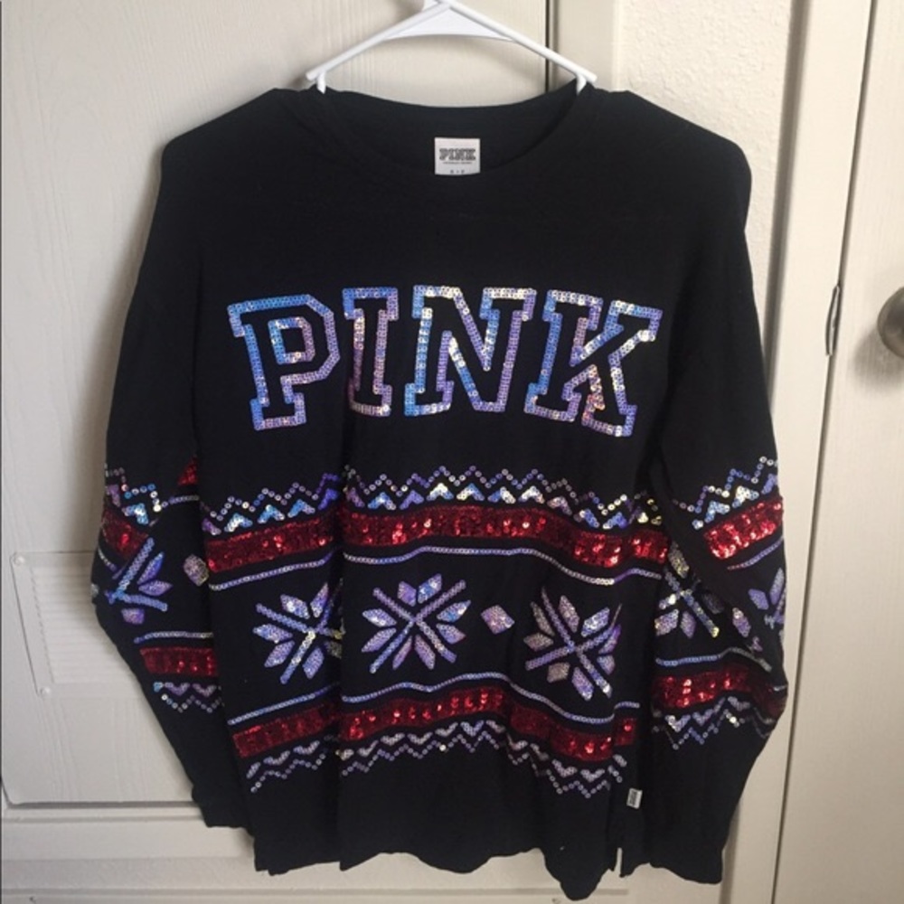 pink vs sequin Christmas shirt